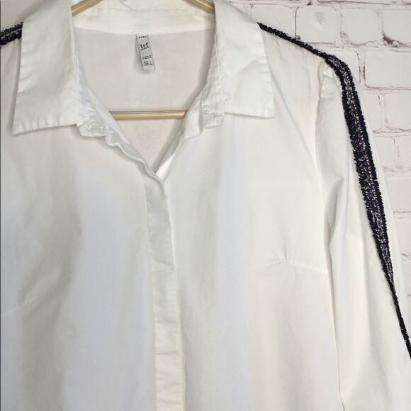 Zara Trafaluc Womens White Dress Shirt Sleeve Side Accent - Picture 11 of 16